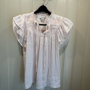 Rachel Zoe Cream Ruffle Sleeve Blouse